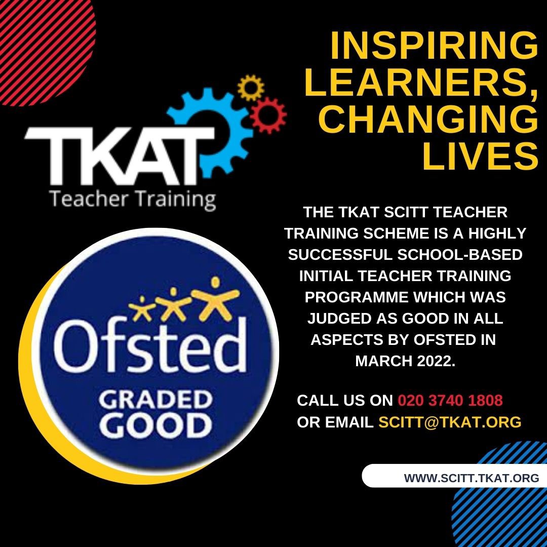 Come and train with us <a href="/TKATAcademies/">TKAT: Achieving More Together.</a> via our <a href="/Ofstednews/">Ofsted</a> GOOD <a href="/TKATSCITT/">TKAT SCITT</a> training programme. Different ways to achieve #QTS can be seen via the #TKATSCITT website scitt.tkat.org #teachertraining #ITT #oneTKATfamily