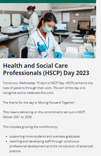 Its National HSCP Day! Celebrating Health & Social Care Professionals across @HSElive moving forward together, please look out for @wehscps video updates all day! #HSCPDay2023 #HSCPDeliver