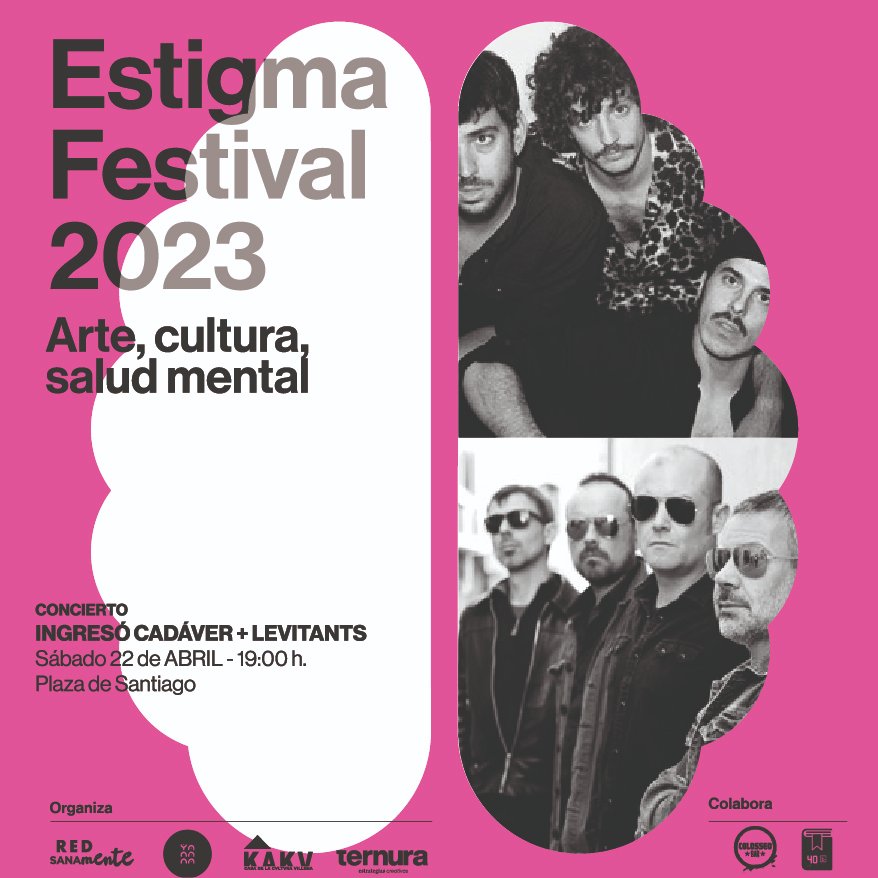 CasadelaCvltvra's tweet photo. El sábado 22 de abril a las 19:00 en la plaza de Santiago, se va a realizar la fiesta de presentación del "Estigma Festival", que pretende luchar contra el estigma de la salud mental celebrando la diversidad para un mundo más sano, abierto, plural y colaborativo. https://t.co/ELLVJP8dhl