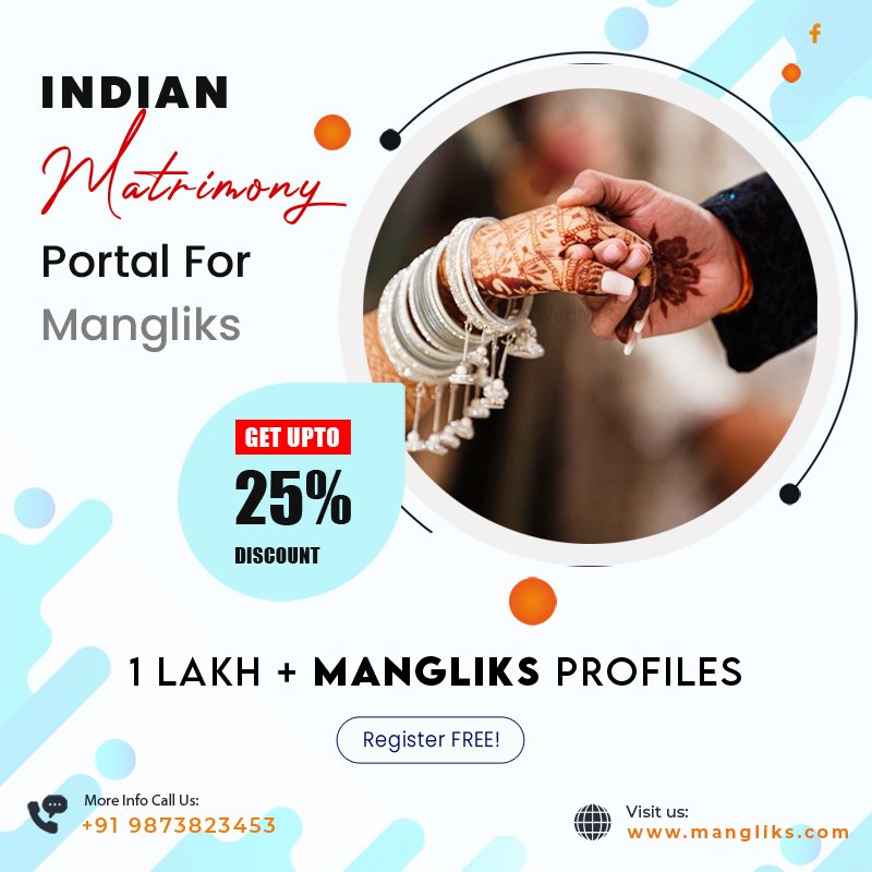 MangliksDotCom's tweet photo. https://t.co/BL4tuB0B07
Indian Matrimony Portal For Mangliks!
Call us: +91 9873823453
#mangliks #manglik #matrimonysites #lovepartner #matrimonysite #matchmaking #marriage #matrimony #weddinggoals #loverssite #matchermakers #professionalprofiles #selflesslove #loveisintheair https://t.co/w6jESykKsP
