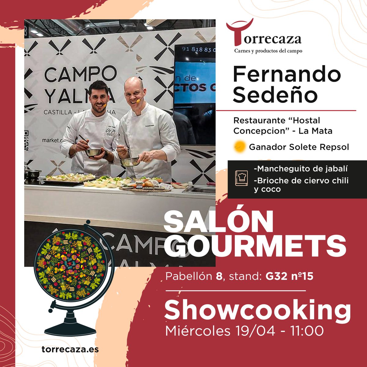 torrecaza's tweet photo. Hoy seguimos en Salón Gourmets de @GrupoGourmets y contaremos con la visita de grandes amigos y maestros de los fogones. No os perdáis los distintos showccokings que tenemos preparados.
📷 Ven a visitarnos al PABELLÓN 8 - STAND G32 nº15 https://t.co/pG1w6eoTgf
