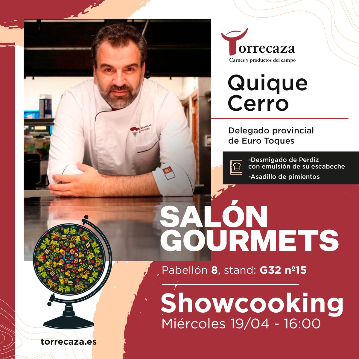 torrecaza's tweet photo. Hoy seguimos en Salón Gourmets de @GrupoGourmets y contaremos con la visita de grandes amigos y maestros de los fogones. No os perdáis los distintos showccokings que tenemos preparados.
📷 Ven a visitarnos al PABELLÓN 8 - STAND G32 nº15 https://t.co/pG1w6eoTgf