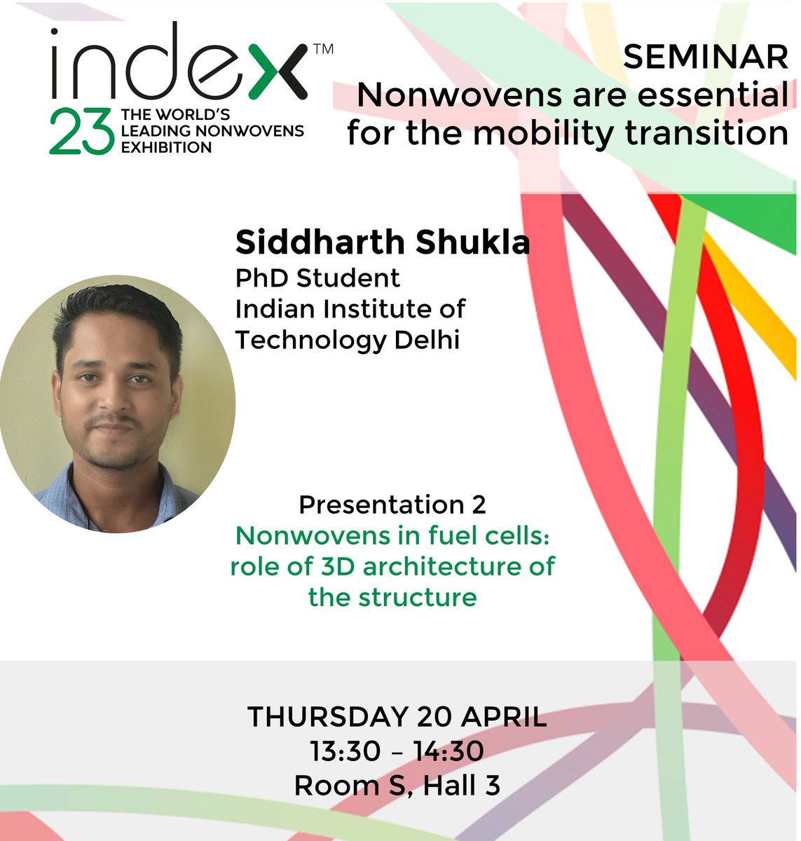 🗓️ Today at #INDEX23 SEMINAR: Nonwovens are essential for the mobility transition

Moderator: Marines Lagemaat , Scientific &amp; Technical Affairs Director <a href="/EdanaNonwovens/">EDANA, the voice of nonwovens</a> 

20 April, 13:30 - Room S, Hall 3

#INDEXnonwovens #nonwovens #Mobility #MobilityTransition