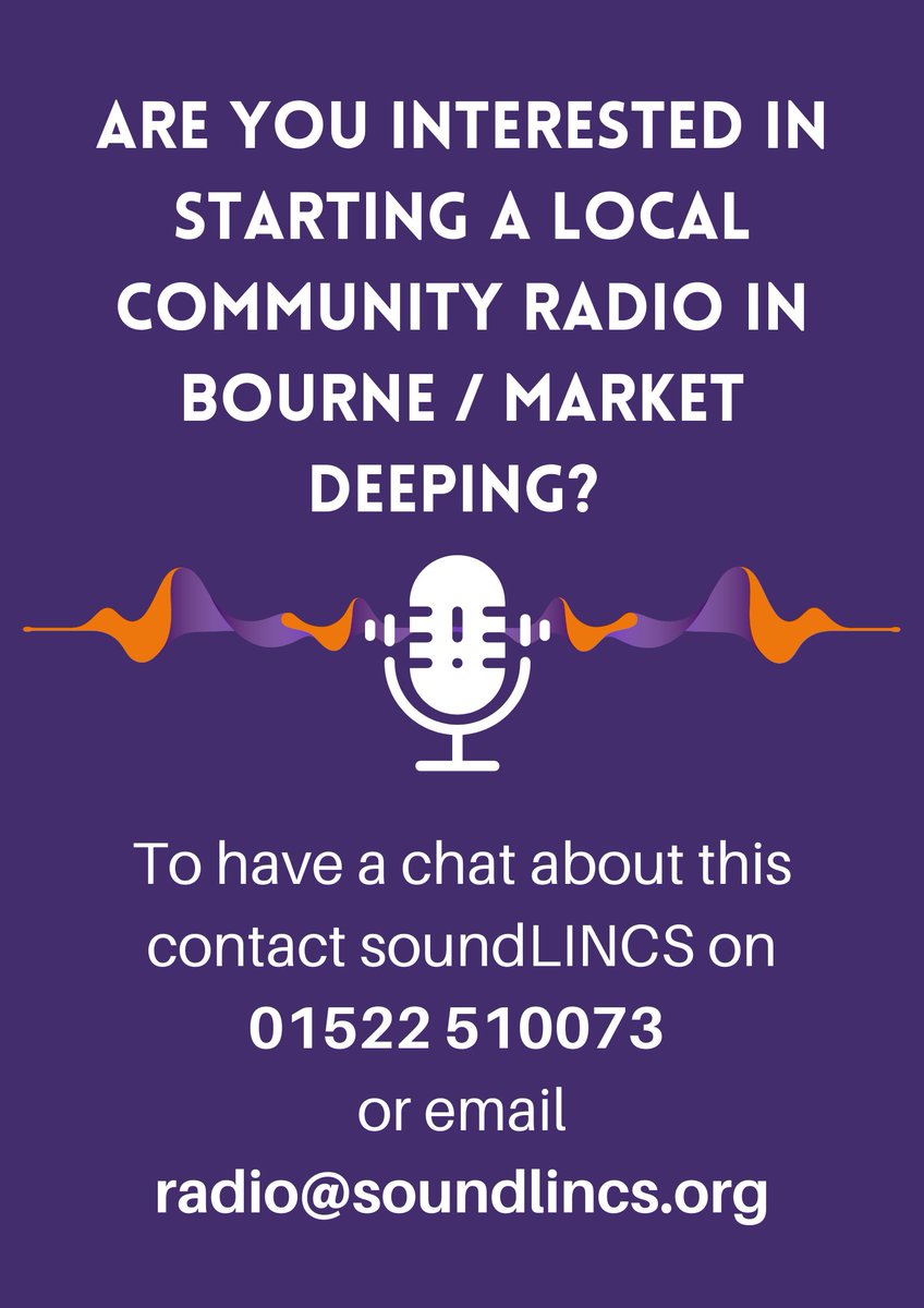 Are you interested in starting a local community radio station in the Bourne / Market Deeping area?
 
If so, please so contact us to have a chat on 01522 510073 or email us at radio@soundlincs.org

#communityradio #newidea #marketdeeping #bourne #localradio #communitymusic