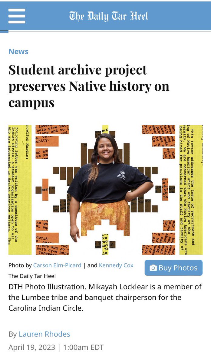Absolutely must read on Mikayah Locklear’s work in the DTH today! <a href="/LocklearMikayah/">Mikayah Locklear ☀️</a> has been making an archive of Native student leadership at UNC and I have learned so much already! Part of our Land Back Abolition Project ❤️‍🔥<a href="/daniellepurifoy/">D.P. is @dpurifoy.bsky.social</a> <a href="/uncLandBack/">UNC Land Back Abolition Project</a> <a href="/iah_unc/">IAH at UNC</a> link below!