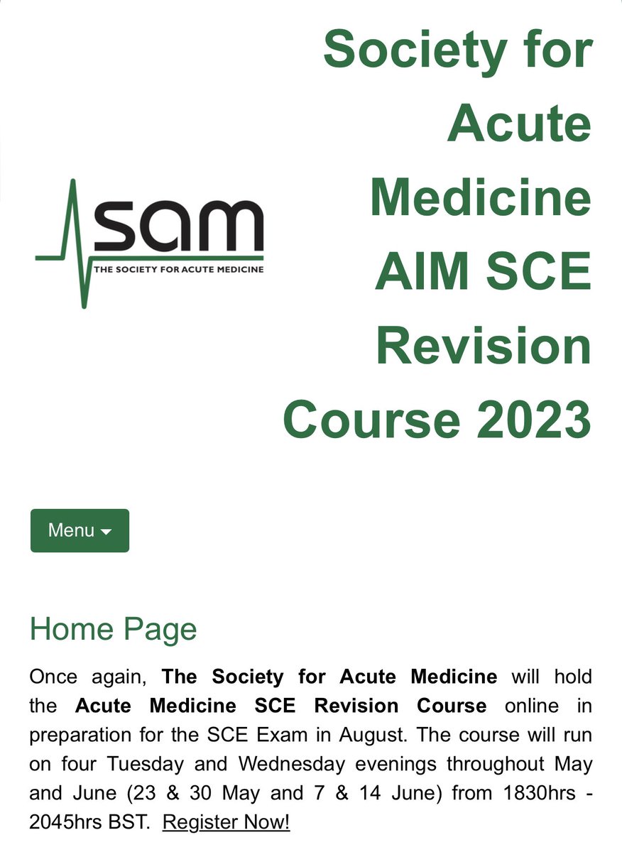Society for <a href="/acutemedicine/">SAM Online</a>  AIM SCE Revision Course 2023. Register here 👉 🔗 eventsforce.net/eventage/front…
