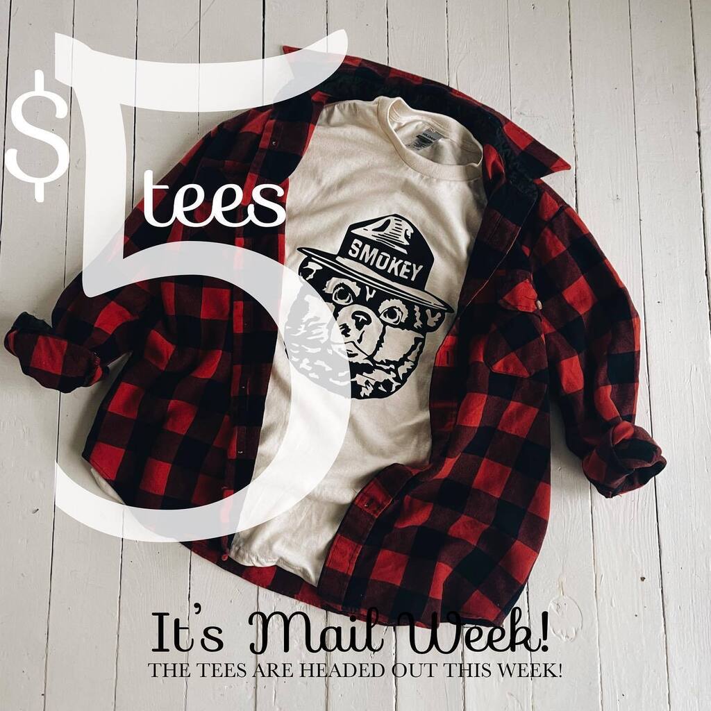 Well it’s mail week and y’all have been amazing the past month with all your $5 orders. THANK YOU! We just about have the last of them ready to mail out. There are still a few tees left, but just a few if you’d still like to place an order. instagr.am/p/CrN6y5yukIh/