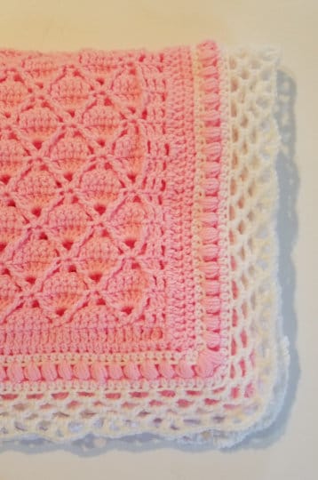 On Sale with Free Shipping! Crochet Pink & White Baby Blanket Large Handmade. Great For Car Seat, Stroller, Crib, Bassinet, Birthday, Baby showers Gift. #strollerblanket #carseatcover #babyblanket #pinkcrochetblanket #babyshowergift #pinkblanket etsy.me/41HxBC0