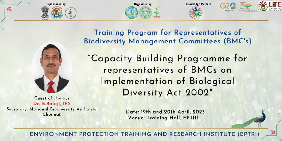 EPTRI EIACP PC Hub is organizing a Two-Day Residential Capacity Building Programme for the representatives of BMCs on “Implementation of Biological Diversity Act 2002” with the cooperation by Telangana State Biodiversity Board (1/2)