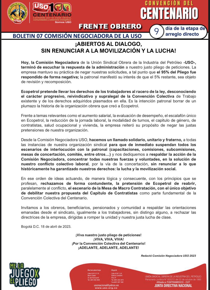 U.S.O. Subdirectiva Casabe tweet media