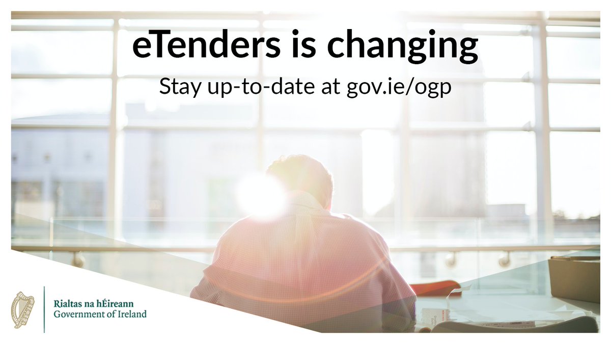 procurement_ie's tweet photo. Is your business registered on eTenders?
eTenders is changing on 15 May, and businesses will need to log on and update their details to activate their account on the new platform.
Find out more on the dedicated information page for businesses: https://t.co/io2kgUo0h0 https://t.co/tGJNScoLhf