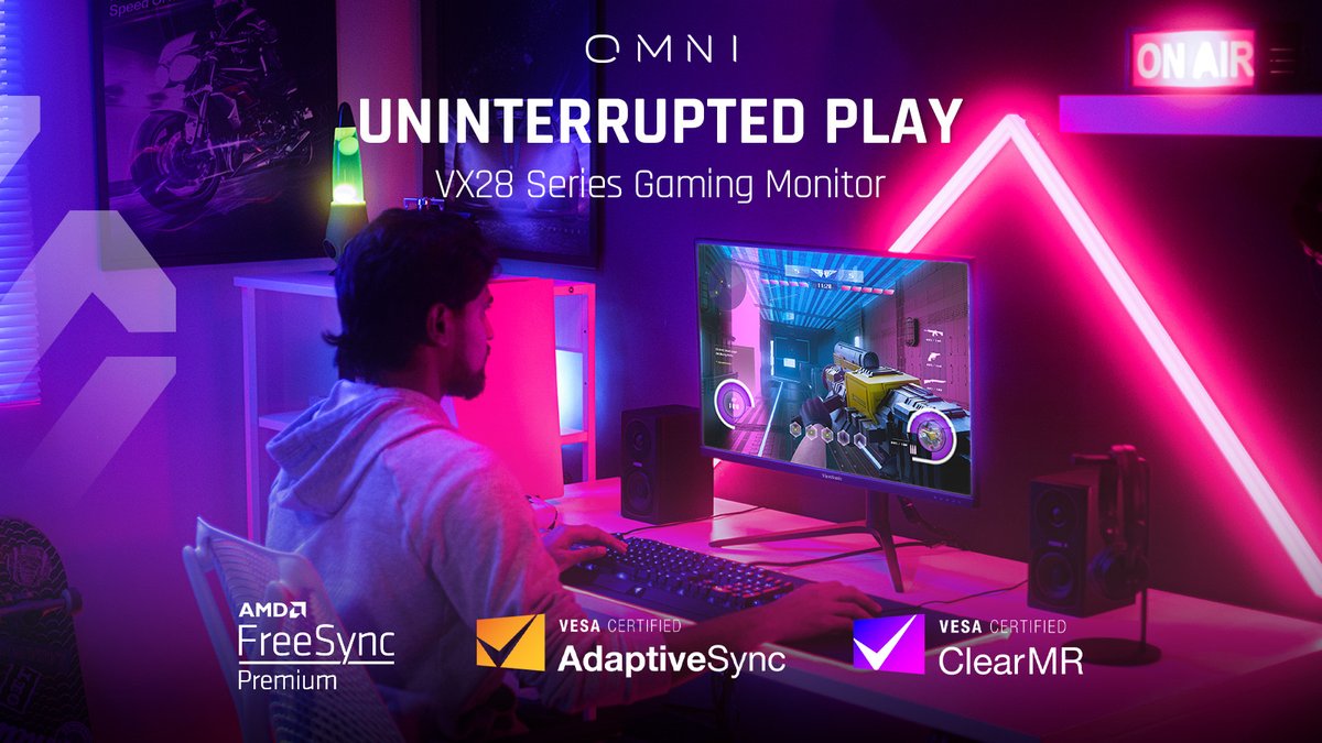 ViewSonicGaming's tweet photo. ❇ With AMD FreeSync Premium ™, VESA AdaptiveSync, and ClearMR, the OMNI #VX28series* lets you enjoy smooth and seamless gaming. More 👉 https://t.co/YqXkJI3zYB

*Availability varies per country/region.

#ViewSonicGaming #ViewSonicOMNI #ViewSonic #UnitedByPlay #MakeTimeToPlay https://t.co/A3X8akjVQL