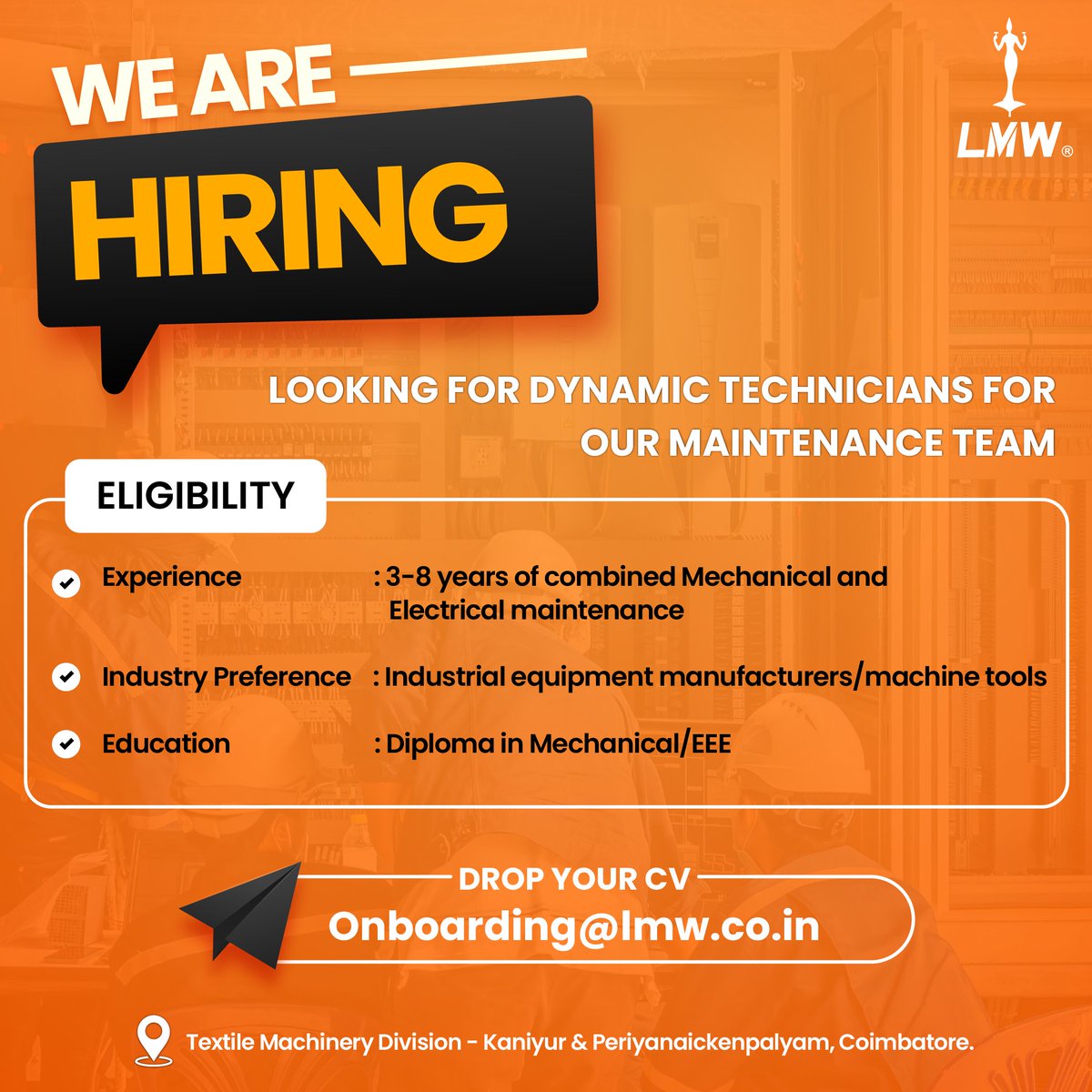 LmwTmd's tweet photo. Join our team and become part of a dynamic work environment! Apply now!
#MaintenanceJobs #IndustrialEquipment #MachineTools #MechanicalMaintenance #ElectricalMaintenance #MaintenanceTechnician #MaintenanceEngineer #JobOpening #HiringNow #CareerOpportunity #JoinOurTeam #ApplyNow https://t.co/pr77FbK93q