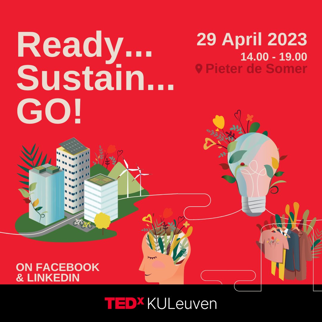 Ready? Sustain... GO! ❌ April 29th, 2023
We are getting ready for the event with  incredible and impactful speakers like Annick Schramme, Ingrid Moons, Wim Dewulf and more!

🔗Find out more on tedxkuleuven.com/links

#sustainable #sustainablefashion #belgium #leuven #kuleuven