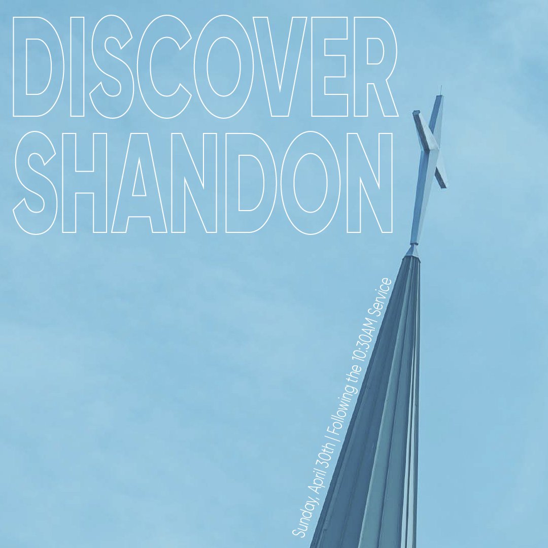 Learn about church life at Shandon, Sunday April 30th, following our 10:30AM service! Share a meal with our staff, learn about our church's mission and ministries, hear from our Senior Pastor, and ask questions about the church! RSVP with the link in out bio! See you there!
