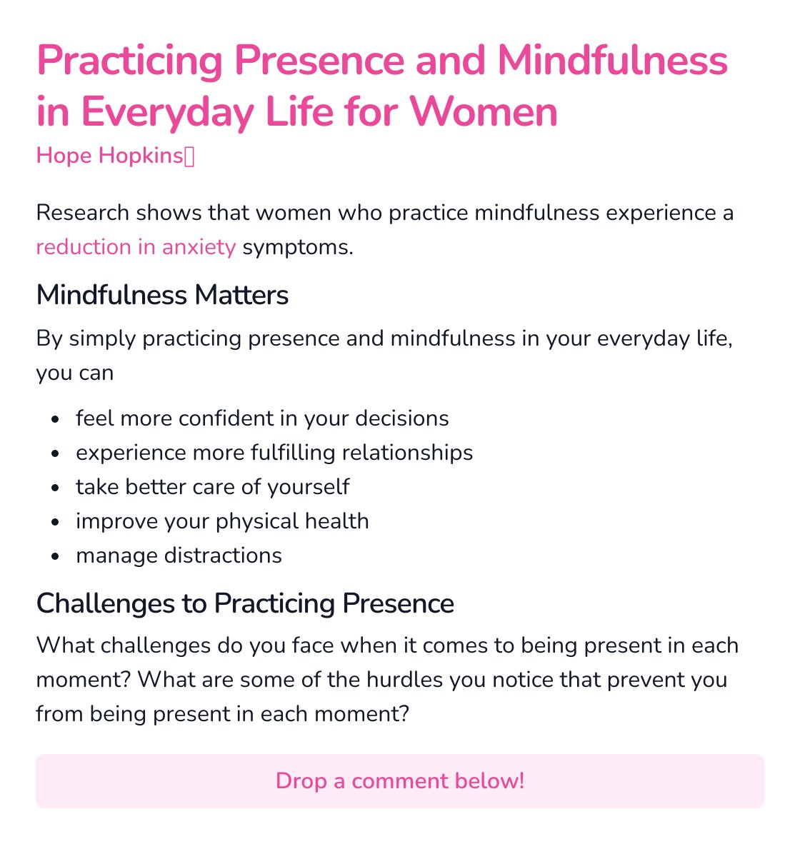 hopehwrites's tweet photo. Do you know how to practice presence and mindfulness? How important is this to you? https://t.co/HCi1yyfsXa