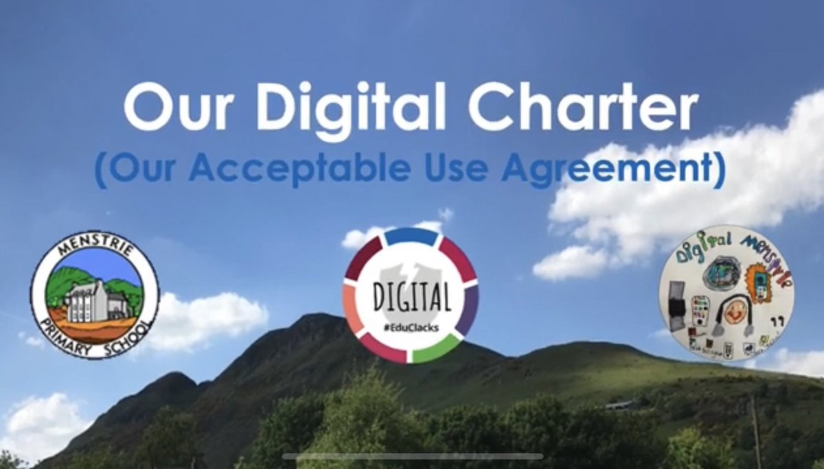 MenstriePrimary's tweet photo. Our Digital Leaders have created a video to share our Digital Charter. This is our acceptable use agreement. Click on the link to watch https://t.co/deOQP3Wctj #digitalMenstrie @ClacksDigital #safetyonline https://t.co/FNbaaU7XY7