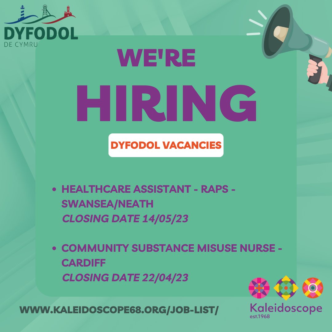 We are hiring for positions within Dyfodol services in #swansea, #Neath and #cardiffTake a look at our website for more details on our #vacancies and to look at the #jobdescription kaleidoscope68.org/job-list-2/ #jobsearch #jobseekers #jobsinwales #walesjobs #jobopportunities
