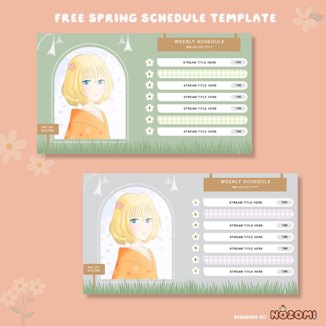 nozomi_hirano's tweet image. ˚₊· ͟͟͞͞➳❥ FREE TO USE   

💐SPRING SCHEDULE TEMPLATE
Download here:
[GREEN]  👉ko-fi.com/s/b7f19e620e
[PURPLE]👉ko-fi.com/s/8e19e3e98a

❤️and 🔄 are very much appreciated! ˙ᵕ˙

#ENVtuber #VtuberUprisings #freevtuberassets #vtuberassets