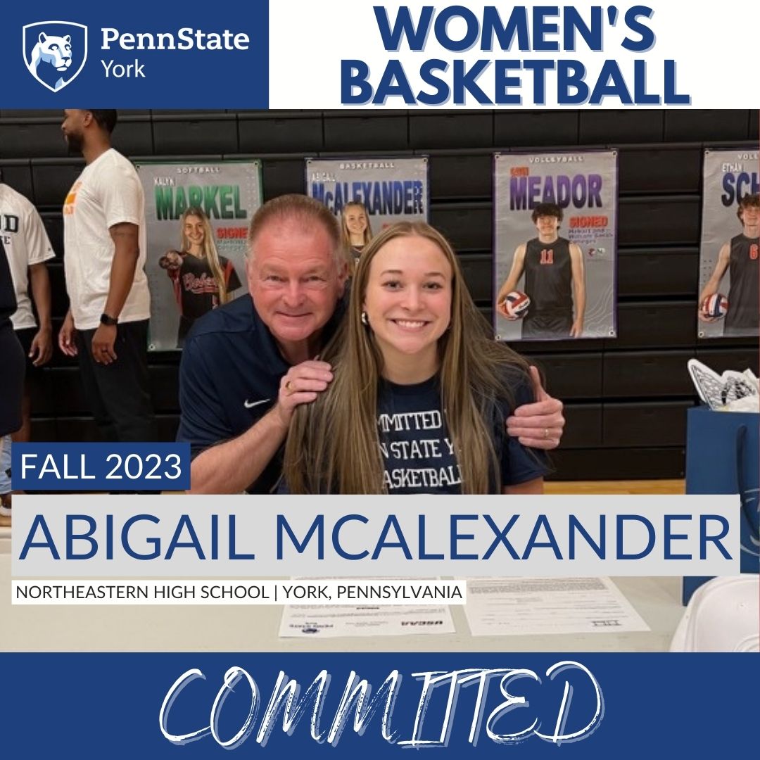 PSYorkAthletics's tweet photo. Penn State York Athletics is pleased to announce that Abigail Nicole McAlexander (Northeastern High School / York, PA) has committed to continue her academic and athletic careers at Penn State York. https://t.co/2G1bJzKZ9z