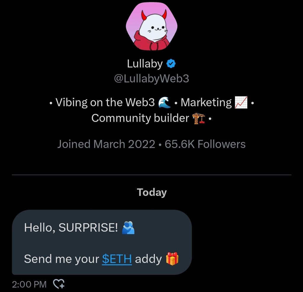 LullabyWeb3's tweet photo. ENGAGE for some $ETH 🤝💰

Sending SURPRISE DM's 💌 https://t.co/nijgN84ymi