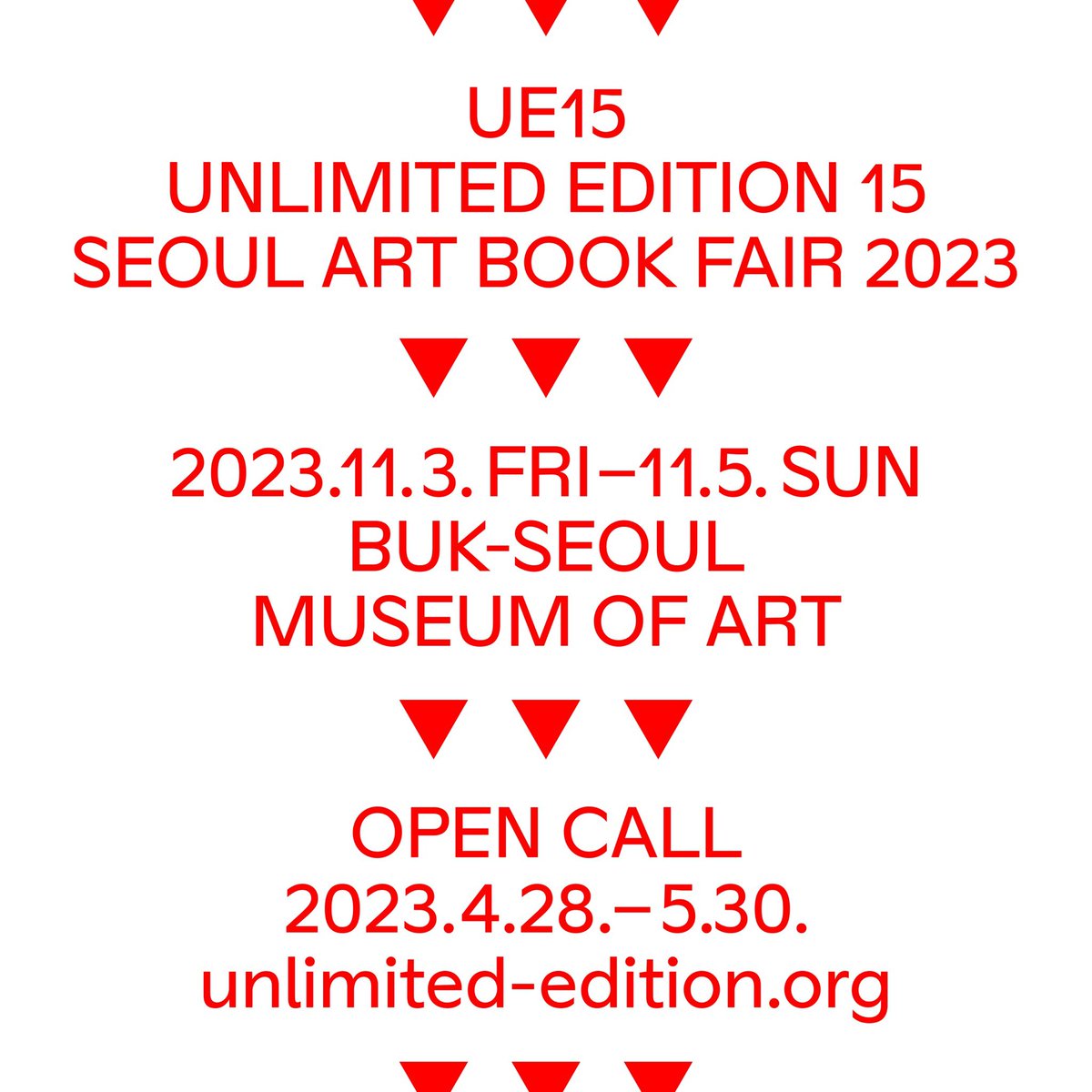 UE_SeoulABF's tweet photo. #UE15 200여 팀의 새로운 작업과 함께하는 ‘언리미티드 에디션 - 서울아트북페어‘가 서울시립 북서울미술관에서 다시 열립니다.

☝️기간 | 2023년 11월 3일(금)~5일(일)
✌️장소 | 서울시립 북서울미술관
📩오픈콜 | 4월 28일(금)~5월 30일(화), 5주간 https://t.co/SrGJf5lv3o