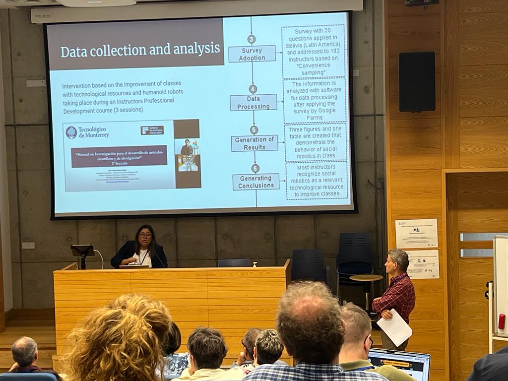 AzenethPatino's tweet photo. Presenting the results of the #EducationalRobotics and #ComplexThinking study conducted by researchers of the R4C interdisciplinary research group from @TecdeMonterrey #InstitutefortheFutureofEducation at #RiE2023 conference https://t.co/csTjSb12kx