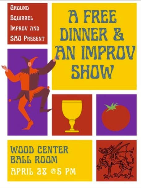 TheatreUAF's tweet photo. Free dinner &amp; Ground Squirrel Improv!  Open to all UAF Students. https://t.co/KTFGLJ9apj