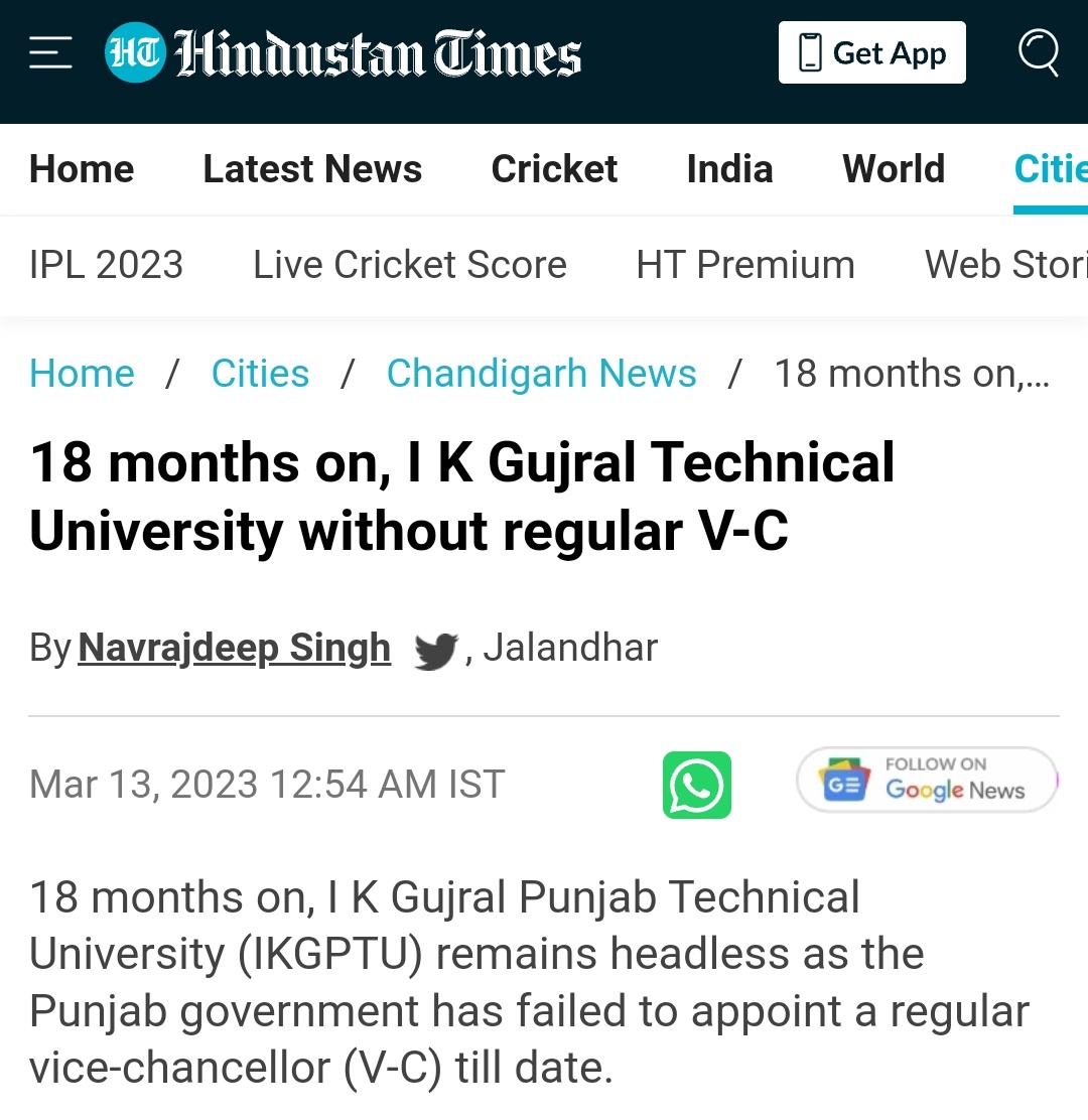 ErSarb's tweet photo. Hello, sir @harjotbains. I am a former student of @IKGujralPTU.
Sir, I need my degree certificate for my further studies; however, I got to know that I cannot get my Degree certificate without VC's signature.
Please, appoint a new VC asap.
@BhagwantMann https://t.co/8OXzNb99fQ
