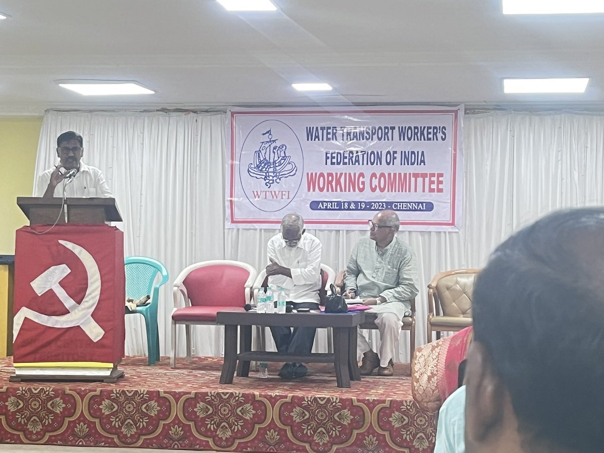 mptkeu's tweet photo. Chennai 18&amp;19 April 2023
Water Transport Workers Federation of India WTWFI  two days meets from 9 major ports union with CITU - Centre of Indian Trade Unions
#savemajorports
#saveBWNC
 #nps
#NMP
#PPP model
#DockersRUnited #Fightback https://t.co/lOVFc4QRUG