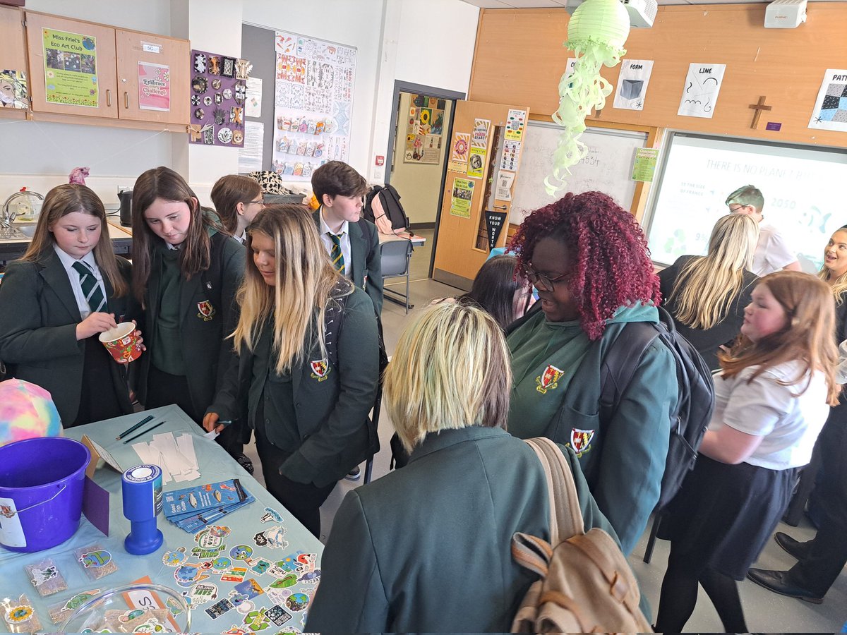 StMungosCreate's tweet photo. Miss Friel and her team of pupil exo warriors showing off their Earth Day exhibition today in art.... https://t.co/mIet4cnsLQ
