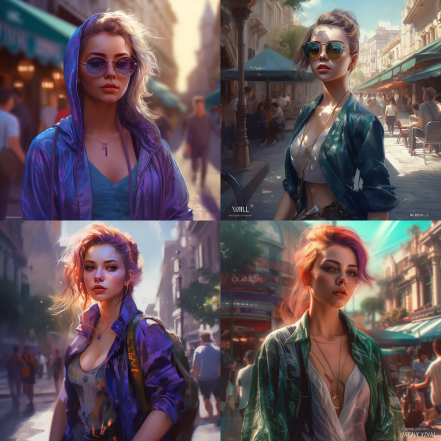 Tishar_ART's tweet photo. @dramatragedia portrait. street style. sun light reflection. future. beautiful portrait girl, fashion. france. bagpack. emerald charms, full body, art by wlop and artgerm, artstation, sharp focus, photorealistic, 35mm, ultra detail, 4k, radiant light. lavender --v 5 https://t.co/Iclj1NkpUd