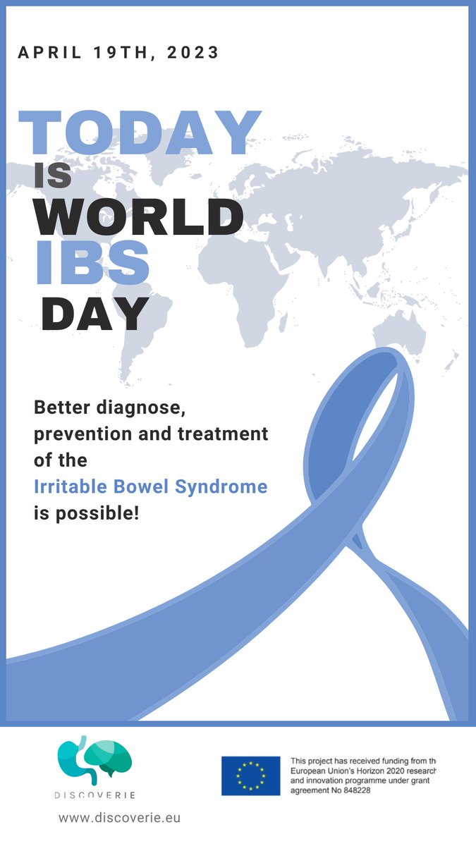 Today is  #WorldIBSDay2023❗️
The #DISCOvERIE project has joined this campaign to raise awareness and reduce stigma of the #irritablebowelsyndrome  (#IBS) -  the central research topic of this 🇪🇺-funded project.
Click here for more details👇
discoverie.eu