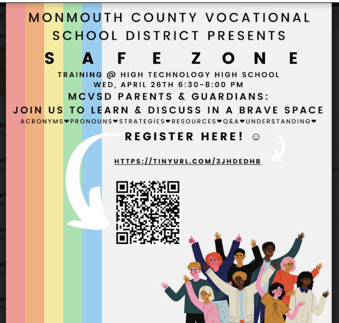 MCVSD is excited to host their 2nd parent workshop “Safe Zone Training”on 4/26. Discuss and learn in a brave space. <a href="/cford/">Dr. Charles R. Ford</a> <a href="/HighTechHS/">High Technology High School</a> @chrisrockward <a href="/BioteachNg/">Ms. Ng</a> <a href="/tomevancho/">Tom Evancho</a>