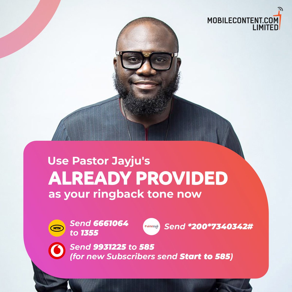 PastorJayju's tweet photo. Enjoy the presence of God at all times. Use Magyenkwa Pa or Already Provided as your ringback tones by using the short codes.
#Pastorjayju
#Obiaransewo
#Magyenkwapa
#AlreadyProvided
#Benediction
#ChangeMissions https://t.co/RP656dTEDx