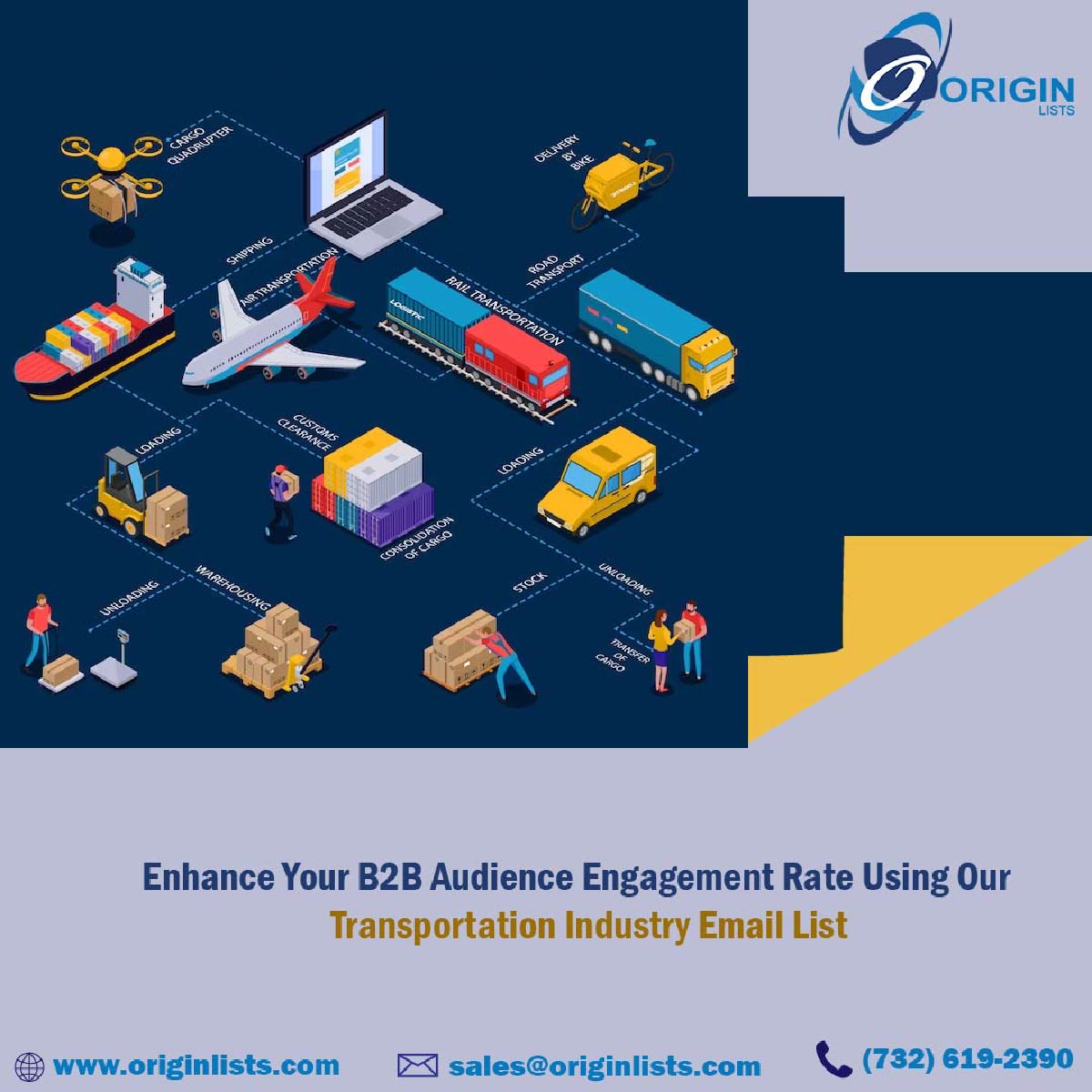 OriginLists's tweet image. Open the door to the world of email lists for the transportation business. We provide the most recent email lists for the transportation sector, complete with the contact information like name, firm, email, mailing, and phone numbers. 

#TransportationIndustryEmailList #EmailData