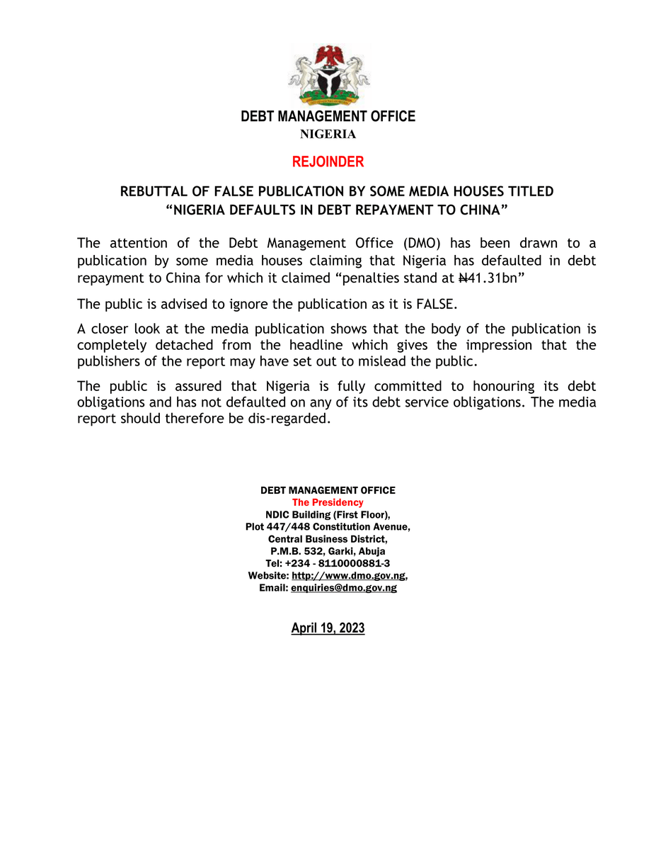 ThePolitician on Twitter "RT DMONigeria The Debt Management Office