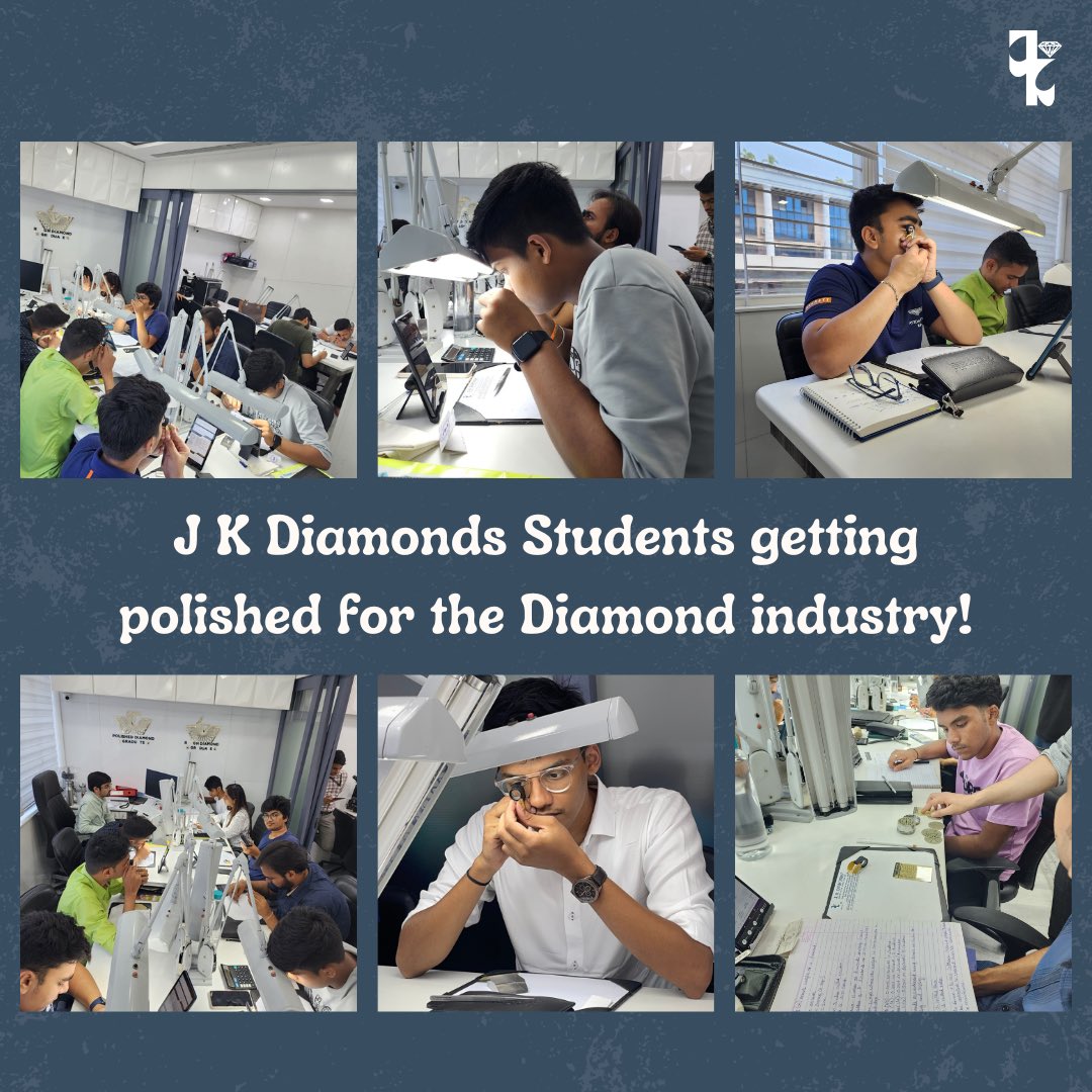 JKDIGJ's tweet photo. Polished Diamonds #students of @JKDIGJ are 100% practically trained to conquer any challenges of the gems & jewelry industry! (1/3)
#jkdiamondsinstitute #diamonds #jewelry #diamondgraduate #diamondgradingcourse #minesvisit #marketknowledge #practicaltraining #businessstartup https://t.co/4LEW5FtHvM