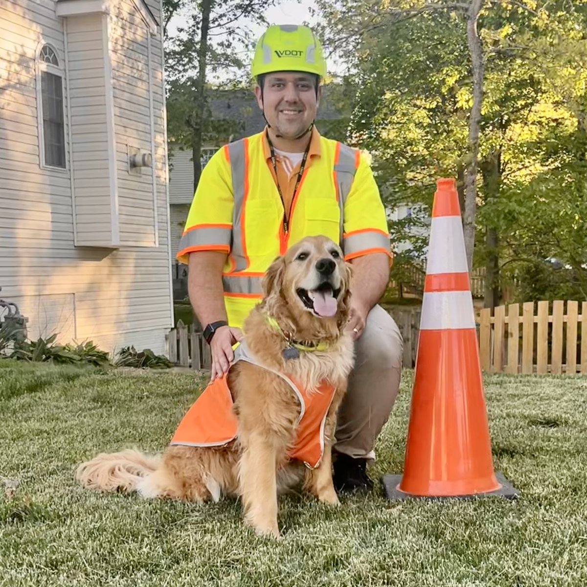 VaDOTFRED's tweet image. Even our furry friends are showing their support for #GoOrangeDay during #NationalWorkZoneAwarenessWeek Our crews + staff are wearing orange to remind you of the role we all play in #WorkZoneSafety Wearing orange too? Tag @VaDOT to share your 📷 pics with us! #Orange4Safety