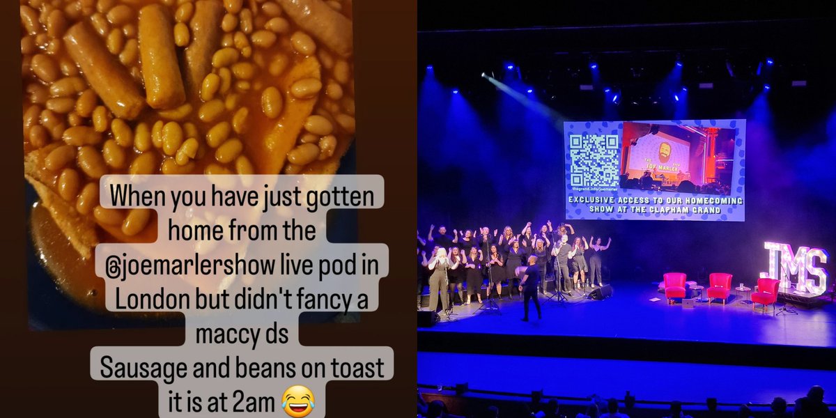 julierlowry's tweet photo. @JoeMarlerShow What an evening,met up with some great patreons for a drink, then had a blast at the live show with the amazing choir! Then home for sausage and beans on toast at 2am 😂 what more do you need! 🍻 #growtheshow @JoeMarler @tomfordyce @_crowdnetwork @VoiceoftheTown https://t.co/SuwiWC1Ks9