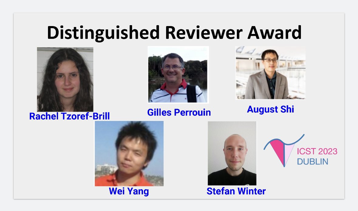 Distinguished reviewer Awards at #icst2023 - many thanks for your time and effort!