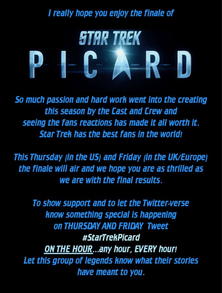 Please share to the ends of the galaxy. #StarTrekPicard On The Hour