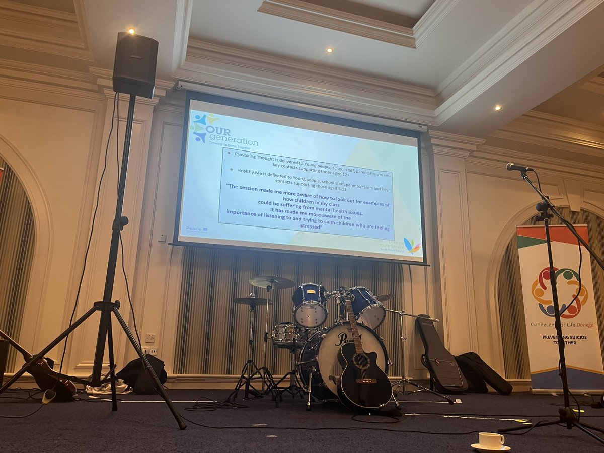 Great to be in Letterkenny today, presenting our recent Bereavement Survey #AfterWords at the #connectingforlife Donegal Conference with Fiona Tuomey @hugg. Complete with a drum kit!