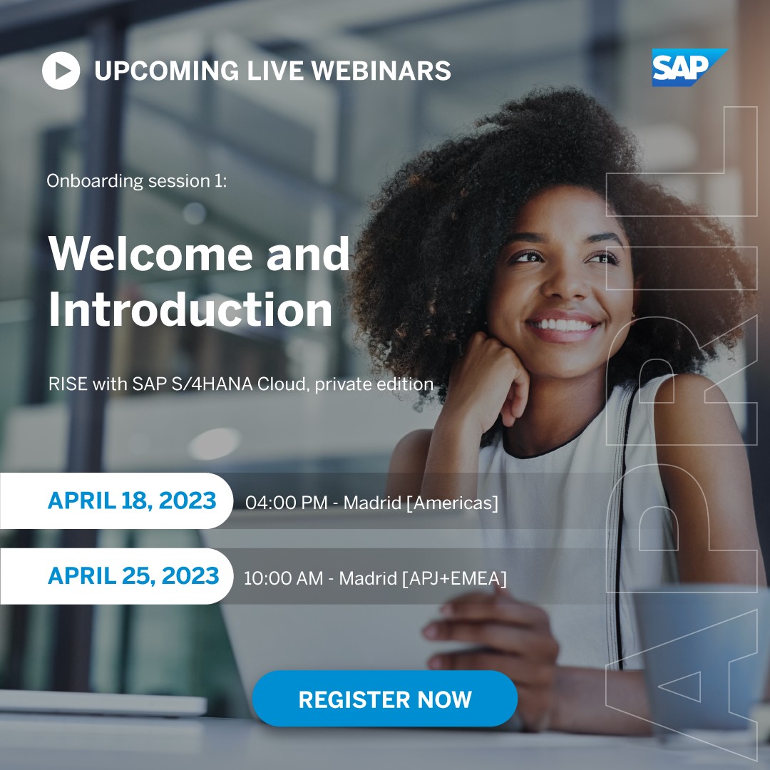 jgautham2004's tweet photo. Don't miss out on this opportunity to elevate your business with #RISEwithSAP #S4HANA Cloud! Register now for our upcoming webinars!
April 18: https://t.co/OJGhZ5aZz0
April 25: https://t.co/IEcJD0u75Q
Register for other webinars: https://t.co/nUNz29iEjP
#FirstExperiencesLast https://t.co/CvPnXmeaH0