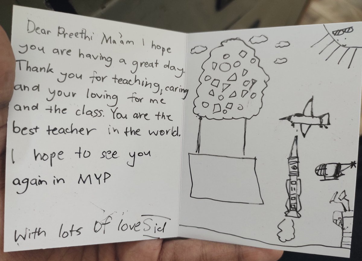 preethishere's tweet photo. End of the academic year and my ten year old kids left me gifts and heartfelt messages, along with loads of memories. Full heart ❤️

#pypeducator #grade5 #summerbreak https://t.co/8OmjLQWPJZ