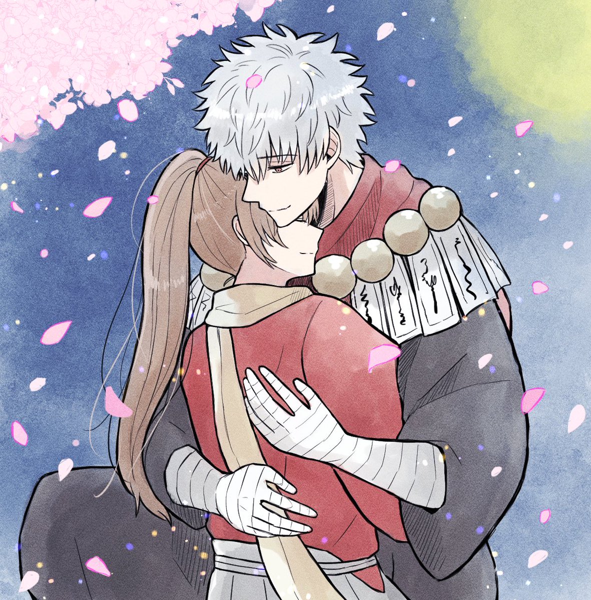 「#銀沖ワンドロライ大遅刻すみませんお題ありがとうございます お題 夜桜 」|クレアのイラスト