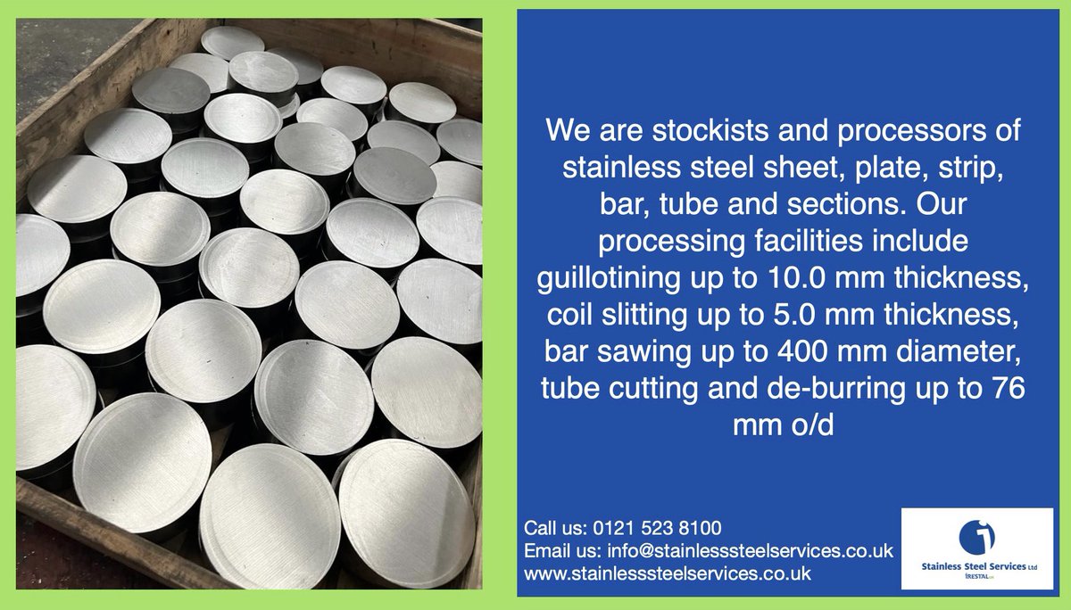 StStServ_Ltd's tweet photo. We are stockists and processors of stainless steel sheet, plate, strip, bar, tube and sections.

See below for more information on our processing facilities.

#stainlesssteelservices #stainlesssteel #stainlesssteelservicesltd #steel #stainlesstube #stainlessbar #stainlesssheet https://t.co/FehVtD9xoC