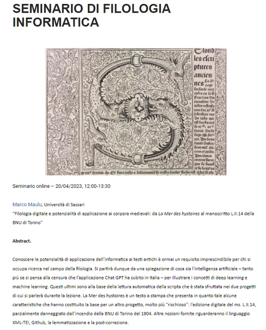 Seminario di filologia informatica