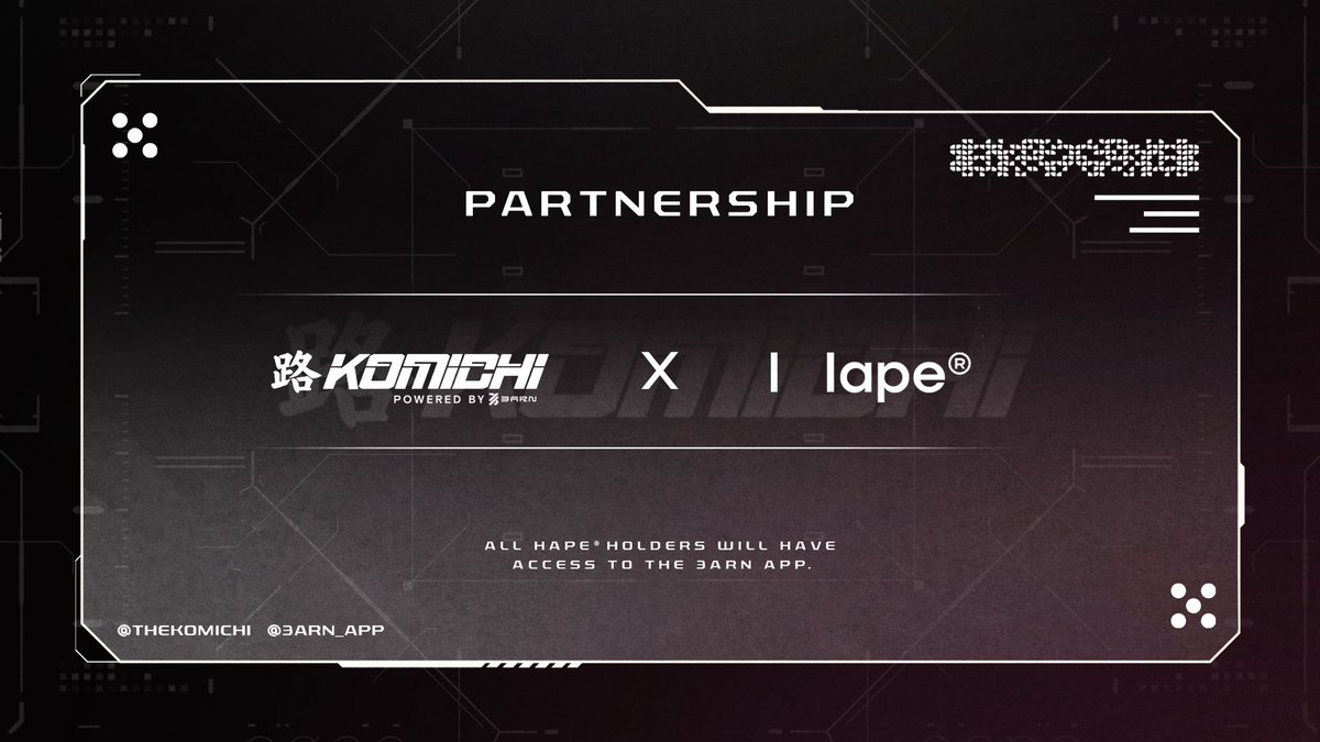 [ Hape x <a href="/thekomichi/">「 KOMICHI 」</a> ]

We are proud to announce our official partnership with <a href="/thekomichi/">「 KOMICHI 」</a>. HAPE Holders will have permanent access to their token gated 3ARN App. 

We look forward to seeing what this path holds for us in the future.

For more details please check <a href="/HAPEsocial/">I Iape®</a>