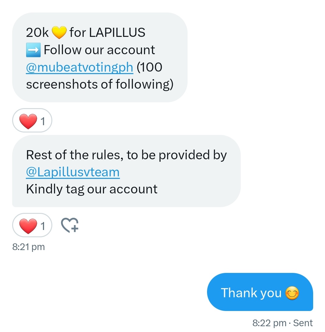 Lapillusvteam's tweet photo. [📢] Reposting

RT DEAL / GA

Hi Lapis! We have secured a deal

-Follow @mubeatvotingph and drop 100 proof of screenshots below
- we will receive 20k 💛 in return

Please participate Lapis 🙏 https://t.co/a8yA2sfsgS